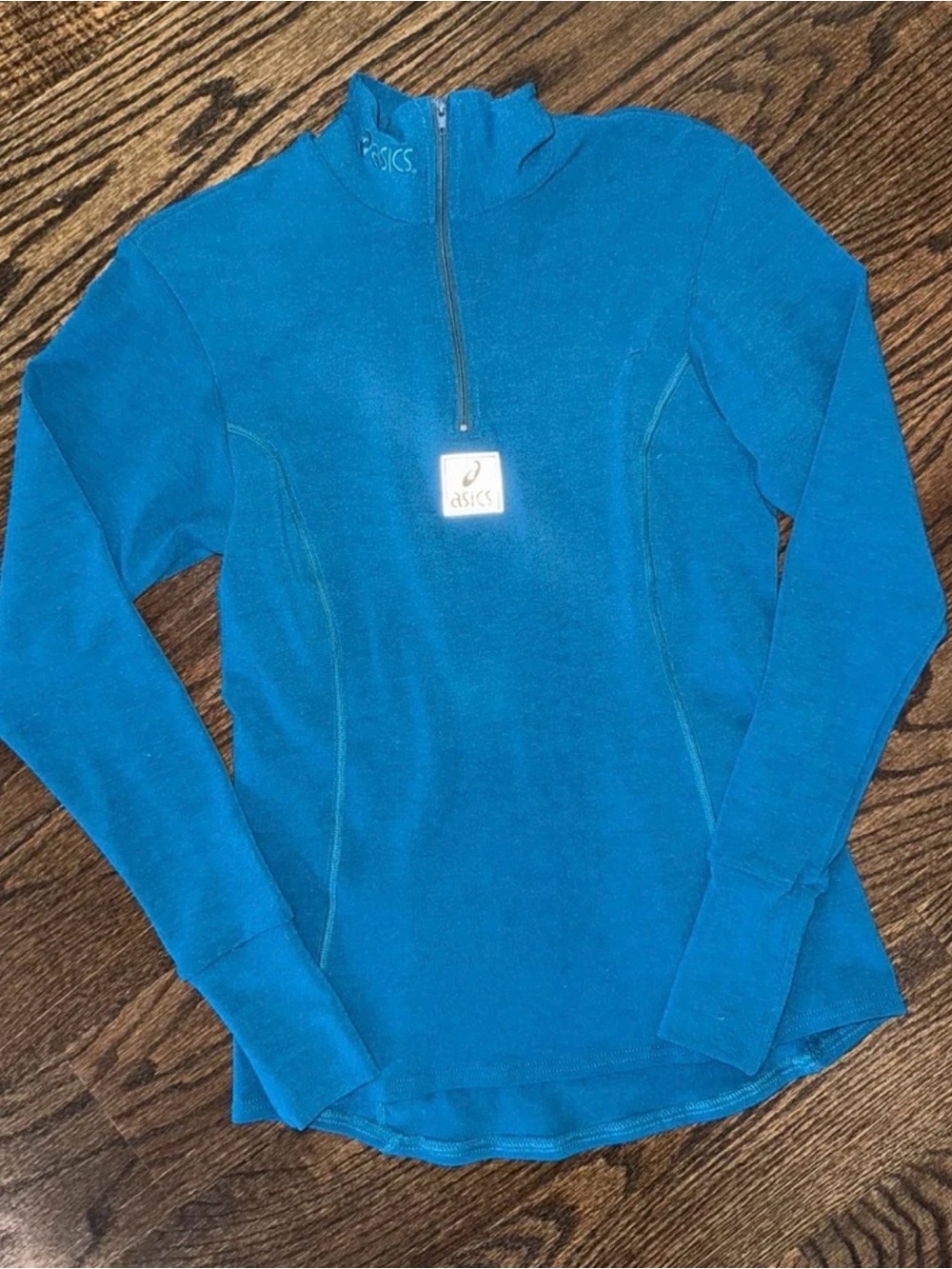Asics Women's Teal Blue Quarter-Zip Athletic Pullover - vintage 90s Y2K.
